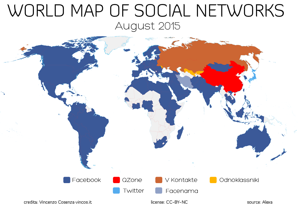 Word map of social networks